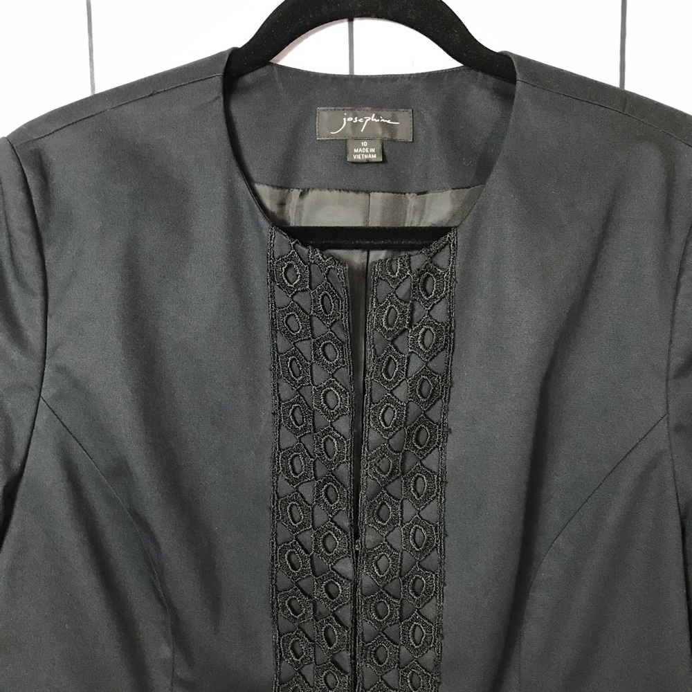 Josephine Blazer With Crochet Trim Black Lined - Picture 2 of 8